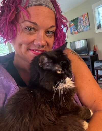 Megan with her cat